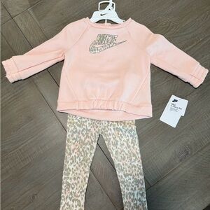 Nike Echo Pink Baby 2PC Set - Pink & Beige Animal Print